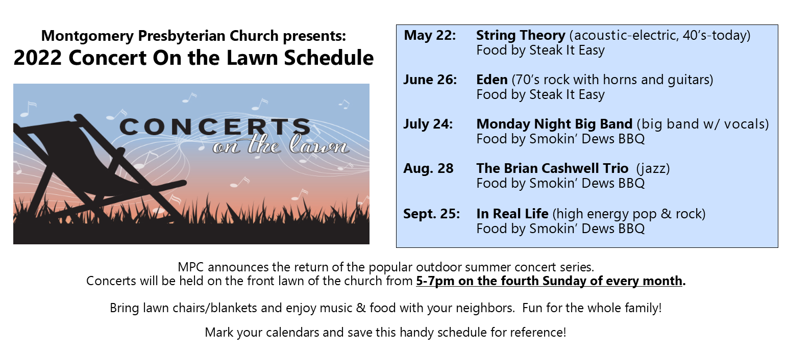 Concert on the lawn (facebook and website)